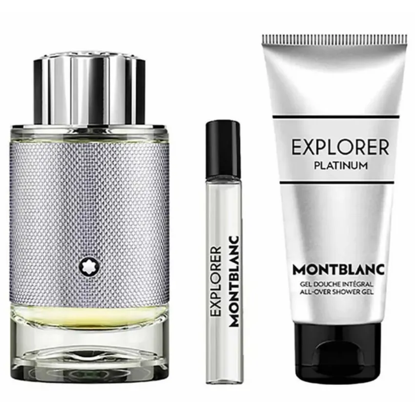 Kit Coffret Montblanc Explorer Platinum EDP Masculino 100ml + Miniatura 7,5ml + Gel de Banho 100ml
