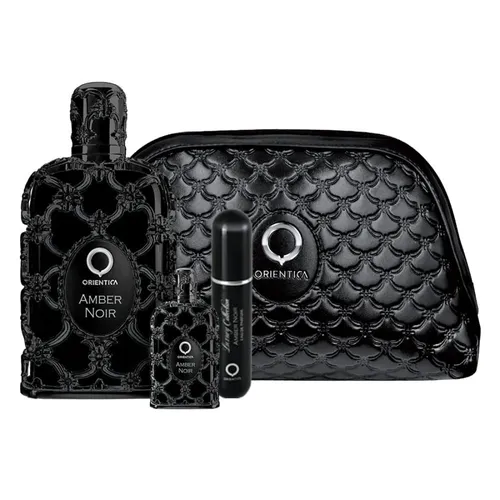 Kit Coffret Perfume Amber Noir 80ml + Travel Size 7,5ml + Nécessaire + Atomizador Unissex - Orientica
