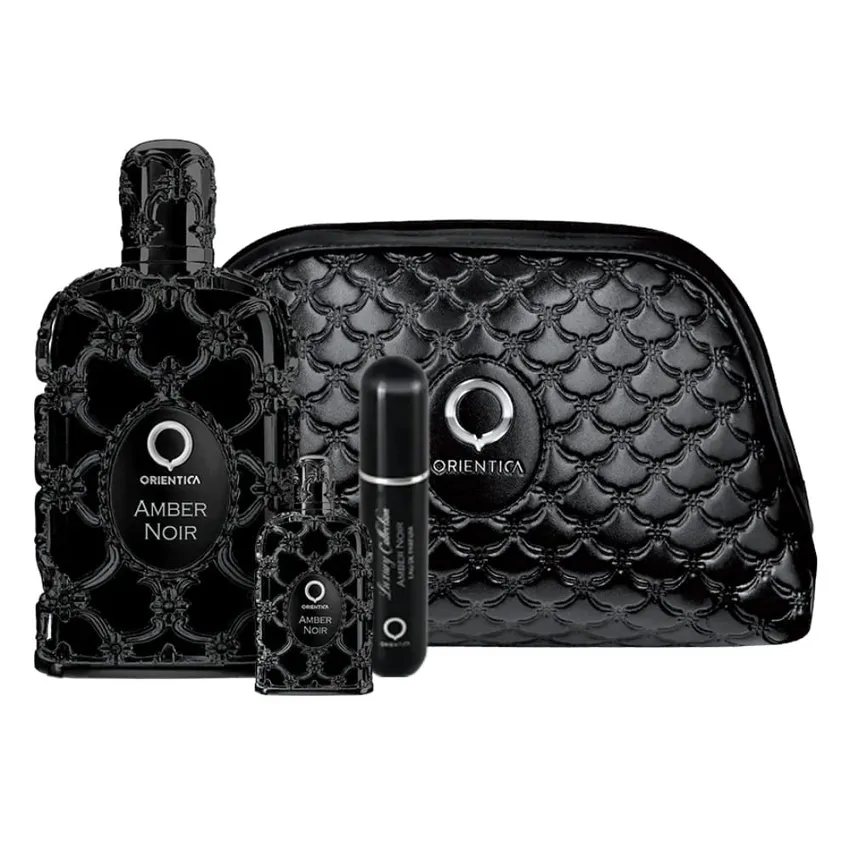 Kit Coffret Orientica Amber Noir Unissex 80ml + Travel Size 7,5ml + Nécessaire + Atomizador