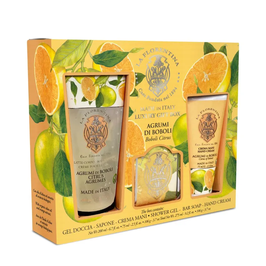 Kit La Florentina Big Ritual Boboli Citrus Creme para Mãos 75ml + Sabonete 106g + Gel de Banho 200ml