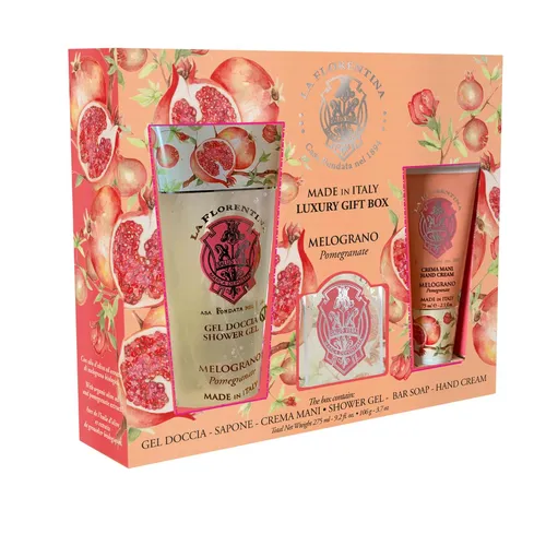 Kit La Florentina Big Ritual Pomegranate (Romã) - Creme para as Mãos 75ml + Sabonete em Barra 106g + Gel de Banho 200ml