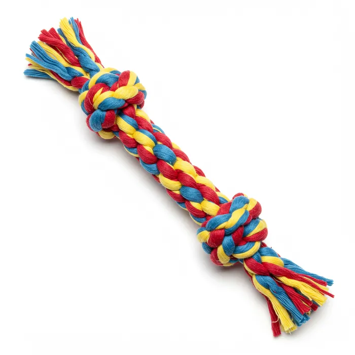 Brinquedo Corda Trançada com Nó para Cães – 25cm – Cores Sortidas