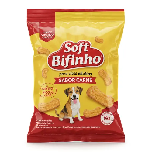 Bifinho Petisco Soft Bifinho para Cães Adultos – Sabor Carne – 65g