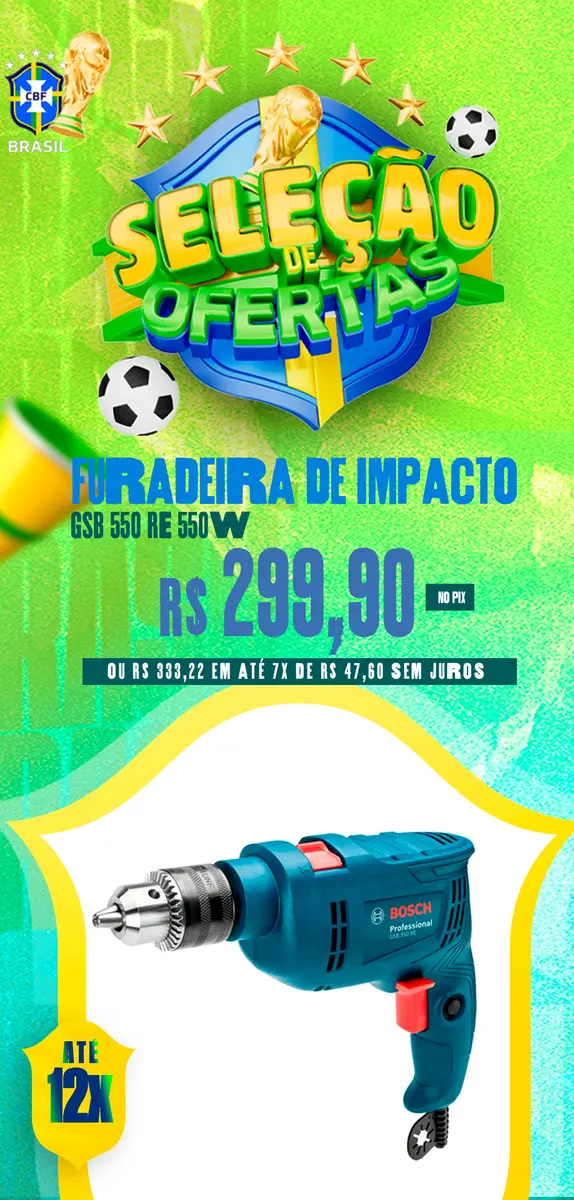 Banner mobile Furadeira de Impacto Bosch GSB 550 RE 550W