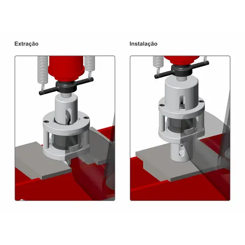Conjunto de ferramentas com 4 peças para extrair e instalar, em prensa, as buchas do eixo de suspensão traseiro raven 134224