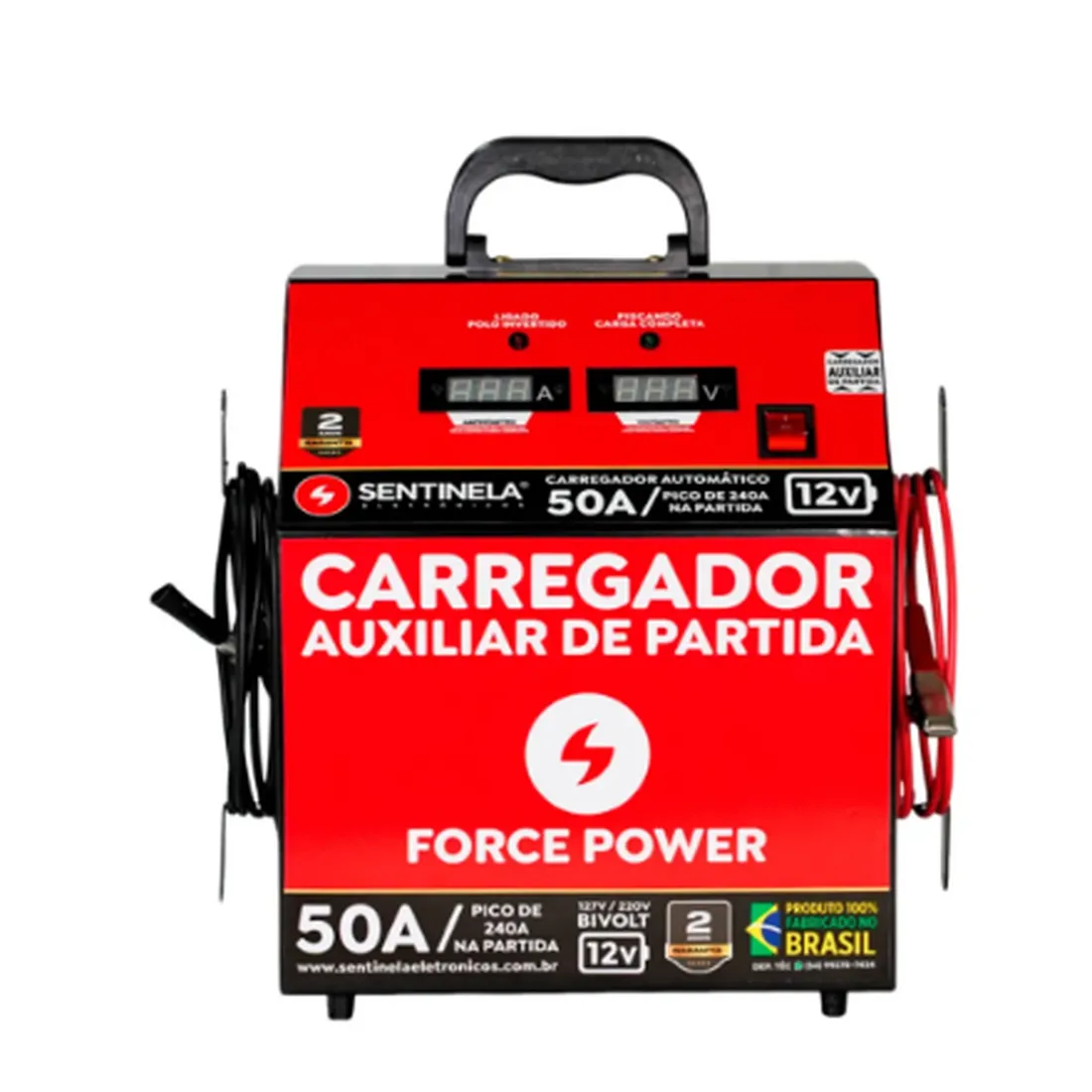 CARREGADOR DE BATERIA 50A c/auxiliar 12V - SENTINELA CAV5012