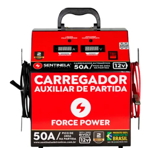 CARREGADOR DE BATERIA 50A c/auxiliar 12V - SENTINELA CAV5012
