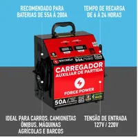CARREGADOR DE BATERIA 50A c/auxiliar 12V - SENTINELA CAV5012 - imagem 3
