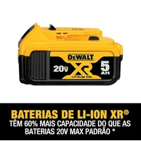 Kit com 2 Baterias 5Ah 20V Max Li-Ion Carregador Bivolt e Bolsa - DEWALT DCB205C2K - imagem 4