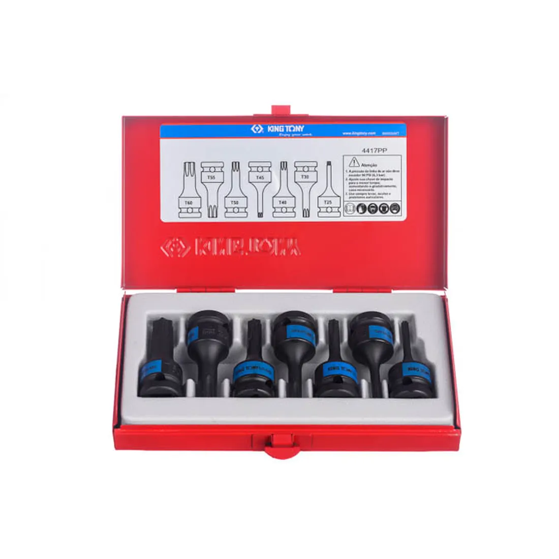 Jogo Soquetes torx curto impacto 1/2" 7 pçs 4417PP King Tony