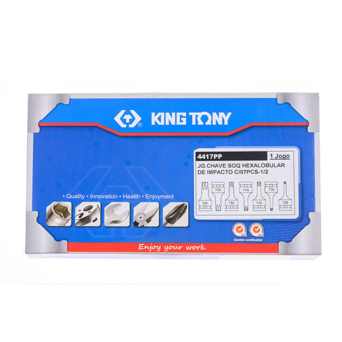 Jogo Soquetes torx curto impacto 1/2" 7 pçs 4417PP King Tony