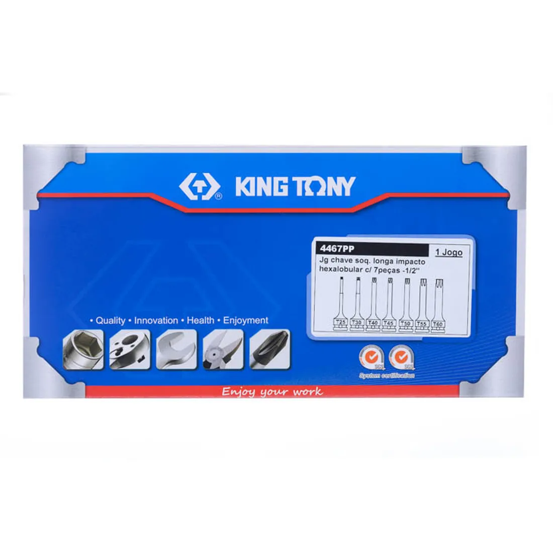 Jogo soquete impacto longo Torx 1/2" 7pçs 4467PP King Tony