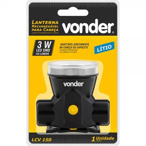 Lanterna LED p/ cabeça recarregável 3W 150 lm LCV 150 Vonder