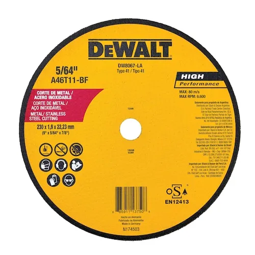 Disco de Corte HP 9" x 2,0 mm x 7/8" DW8067-AR Dewalt