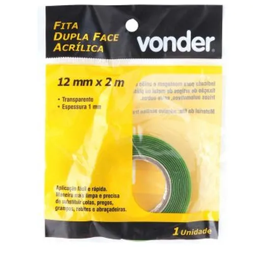 Fita dupla face acrílica 12mm x 2m - VONDER