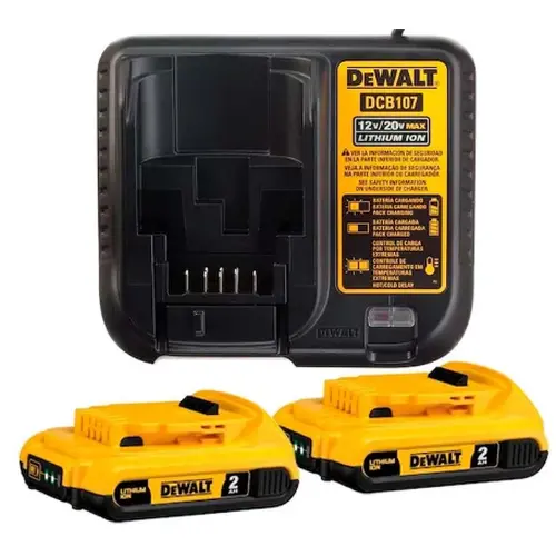 Kit de 2 Baterias 20V MAX 2Ah e Carregador bivolt 1,25Ah DEWALT DCB203C2-BR