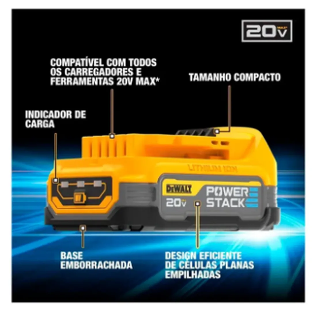 Kit de 2 Baterías LI-ION 1.7Ah 20V MAX Compacta POWERSTACK, Carregador e bolsa DEWALT DCBP034E2-BR