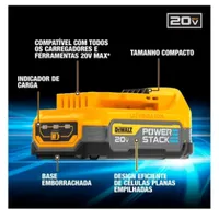 Kit de 2 Baterías LI-ION 1.7Ah 20V MAX Compacta POWERSTACK, Carregador e bolsa DEWALT DCBP034E2-BR - imagem 3