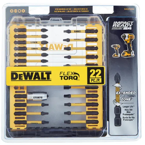 Jogo de bits de impacto  FlexTorq IMPACT READY com sistema ToughCase 22 peças DEWALT DWA2FTS22IR
