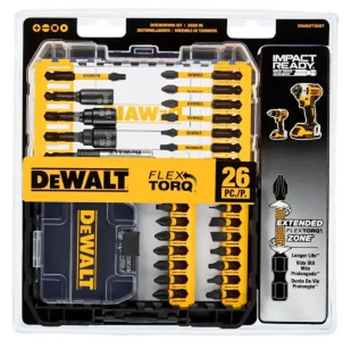 Jogo de bits de impacto  FlexTorq IMPACT READY com sistema ToughCase 26 peças DEWALT DWANGFT26SET
