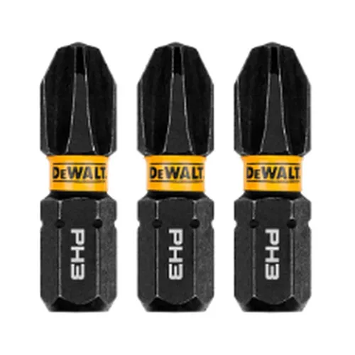 BITS PHILLIPS PH3 FLEXTORQ 1'' (2,5CM) CARTELA COM 3 UNIDADES DWAF1PH3IR3 DEWALT