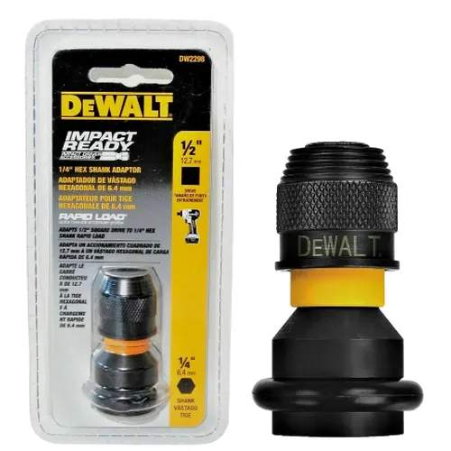 ADAPTADOR DE SOQUETE 1/2 PARA BITS 1/4 DE IMPACTO DW2298 DEWALT