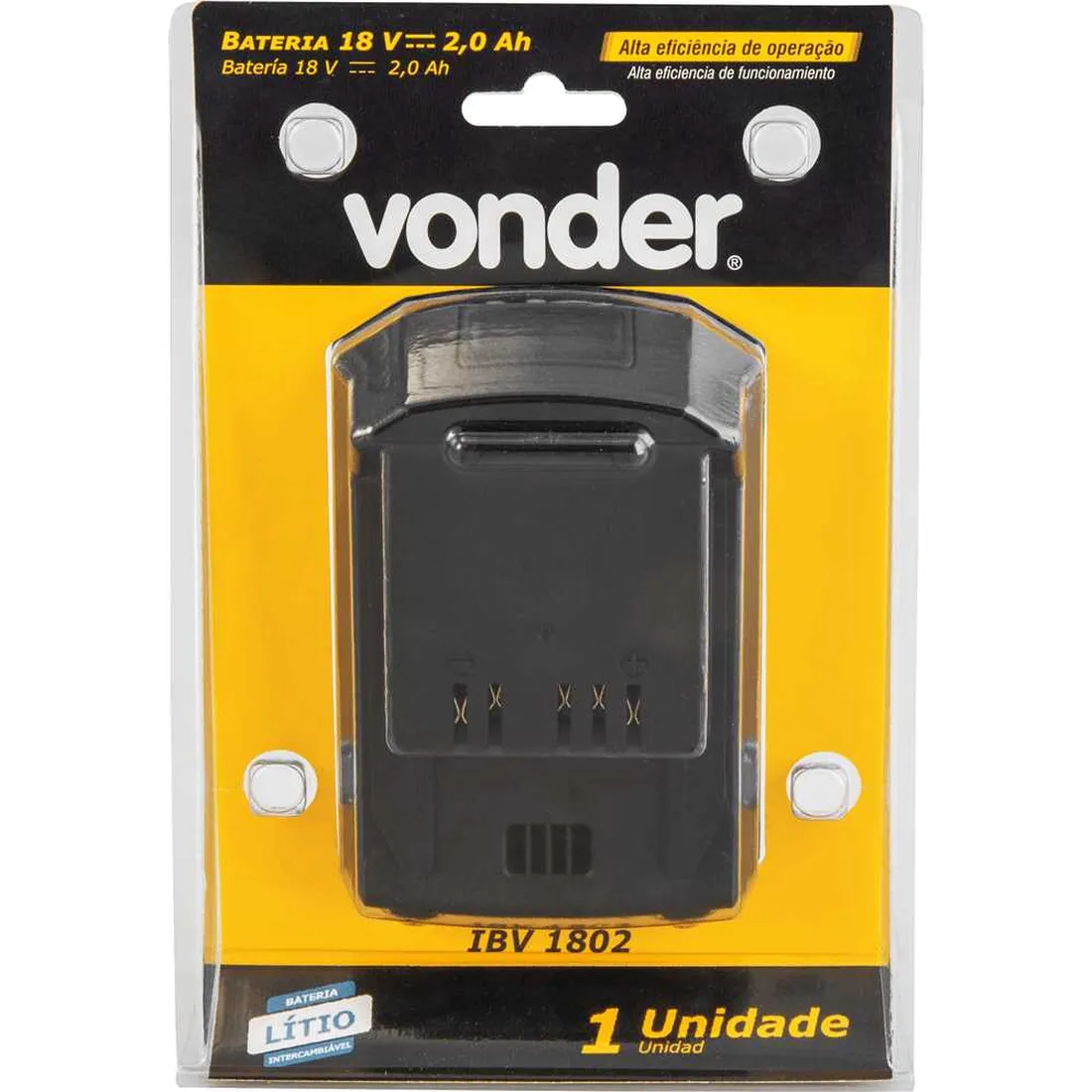 Bateria 18 V íons de lítio linha intercambiável 2 Ah IBV 1802 VONDER