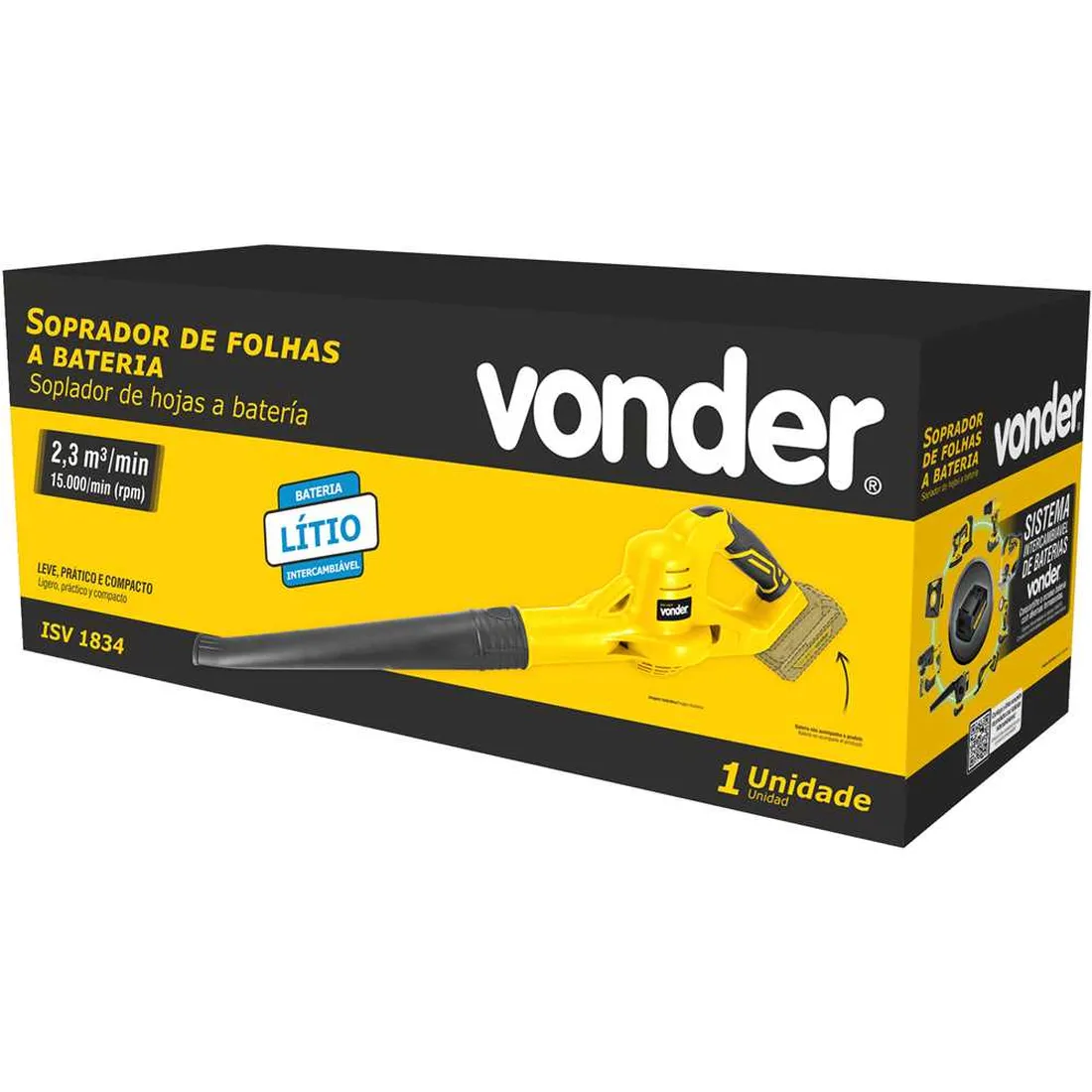 Soprador de folhas a bateria intercambiável 18 V (sem bateria) ISV1834 VONDER