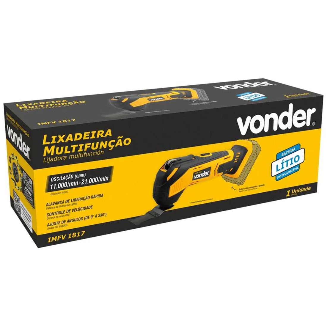 Lixadeira multifunção bateria intercambiável de 18 V sem bateria e carregador IMFV 1817 VONDER
