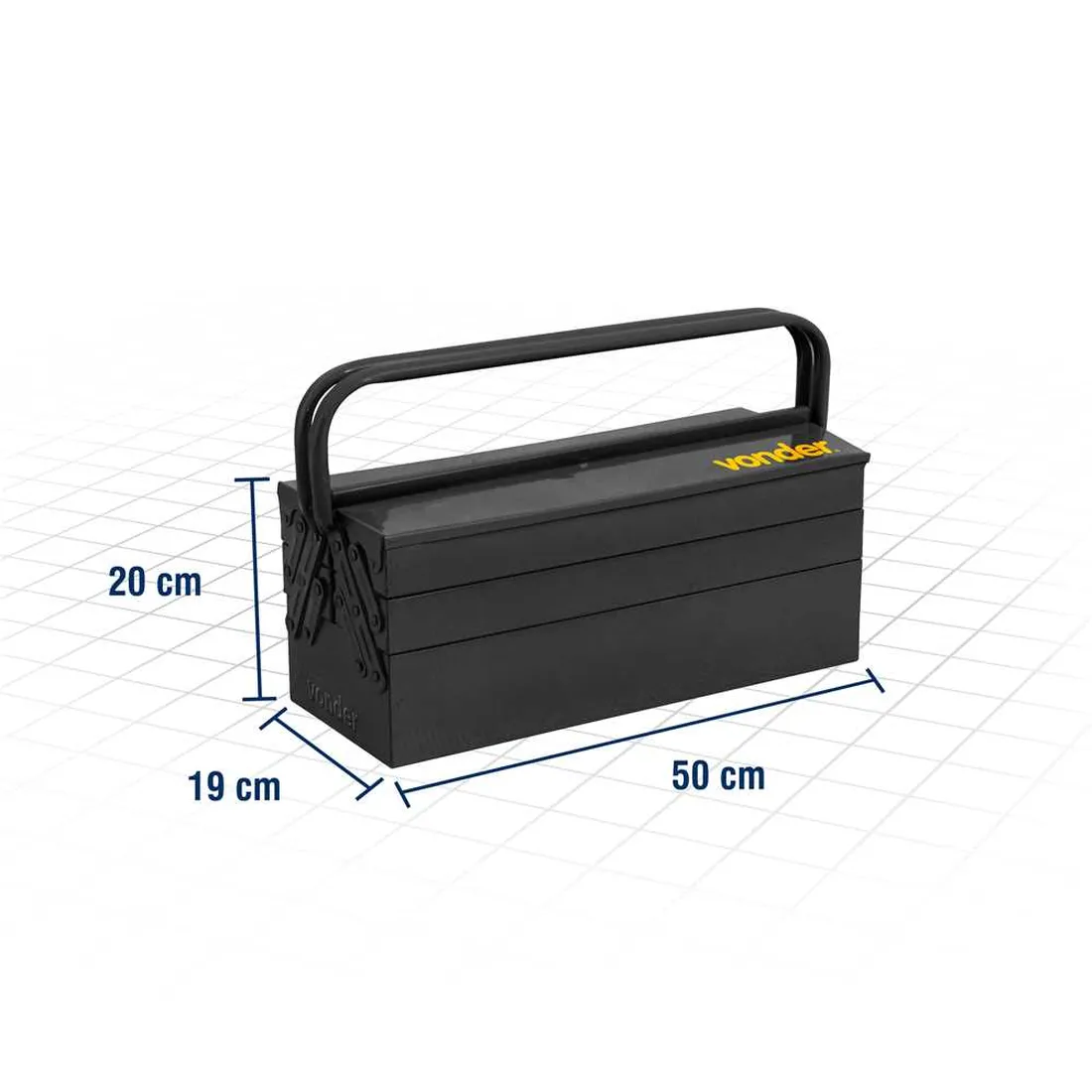 Caixa metálica sanfonada para ferramentas 5 gavetas 50 cm x 19 cm x 20 cm VONDER