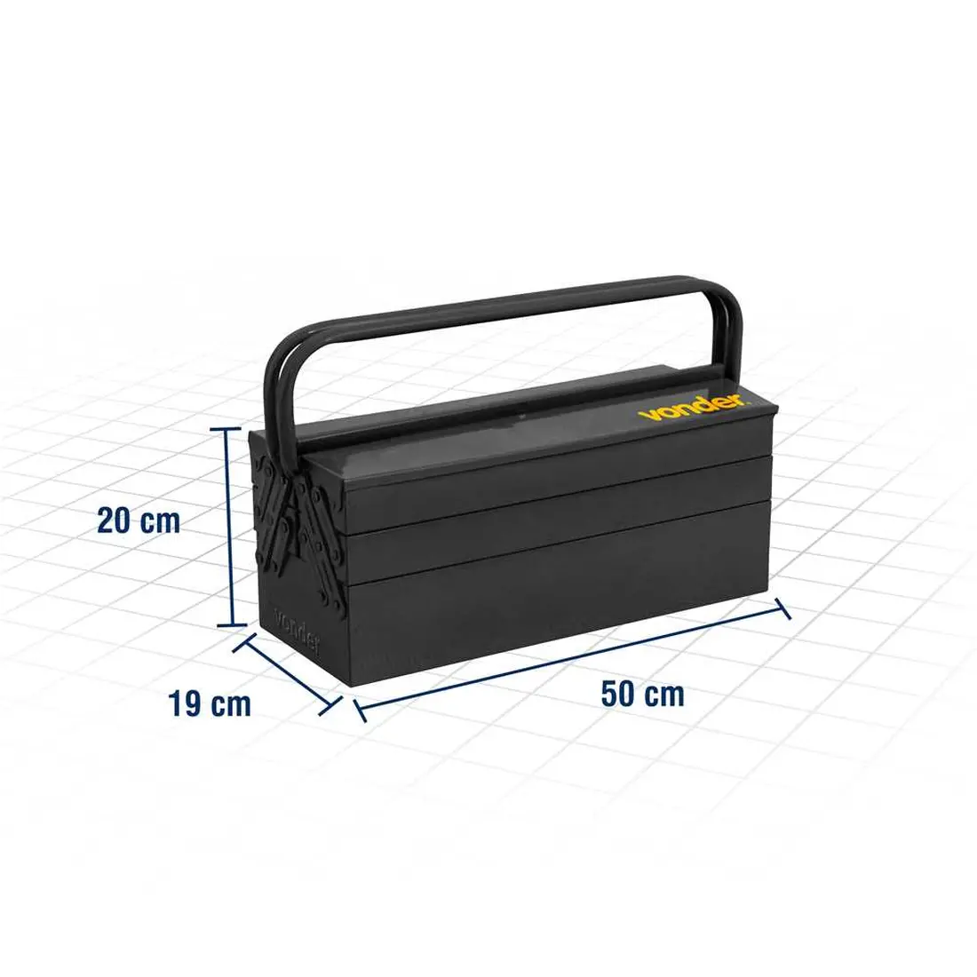 Caixa metálica sanfonada para ferramentas 5 gavetas 50 cm x 19 cm x 20 cm VONDER - imagem 3