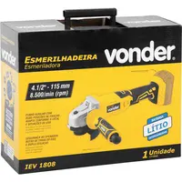 Esmerilhadeira 4.1/2" bateria intercambiável 18 V sem bateria e carregador IEV 1808 VONDER - imagem 4