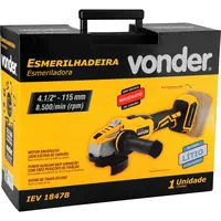 Esmerilhadeira 4.1/2" bateria intercambiável 18 V sem bateria e carregador IEV 1847B VONDER - imagem 4