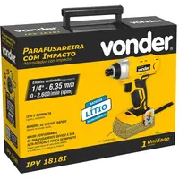 Parafusadeira de impacto bateria intercambiável de 18 V (sem bateria e carregador) mandril de 1/4", IPV 1818I VONDER  - imagem 4