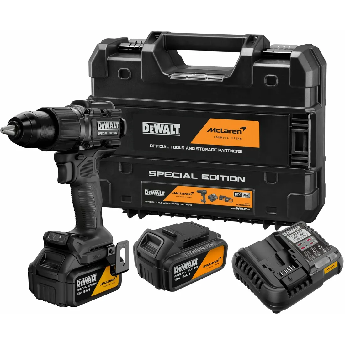Parafusadeira/Furadeira impacto 20V kit edição especial F1 Mclaren DCD86MP2T-BR Dewalt