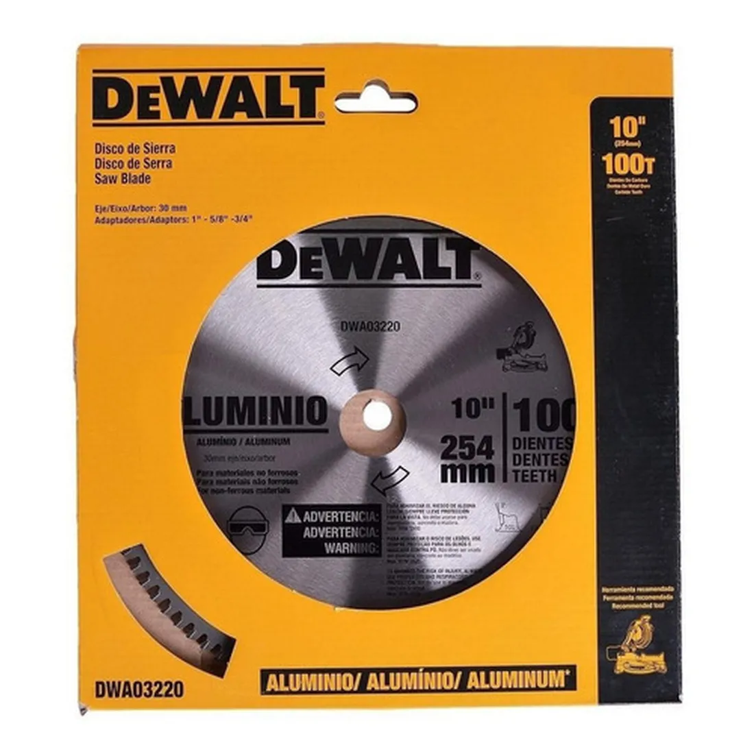 Disco De Serra 10" 250mm 100d para alumínio -  Dewalt DWA03220