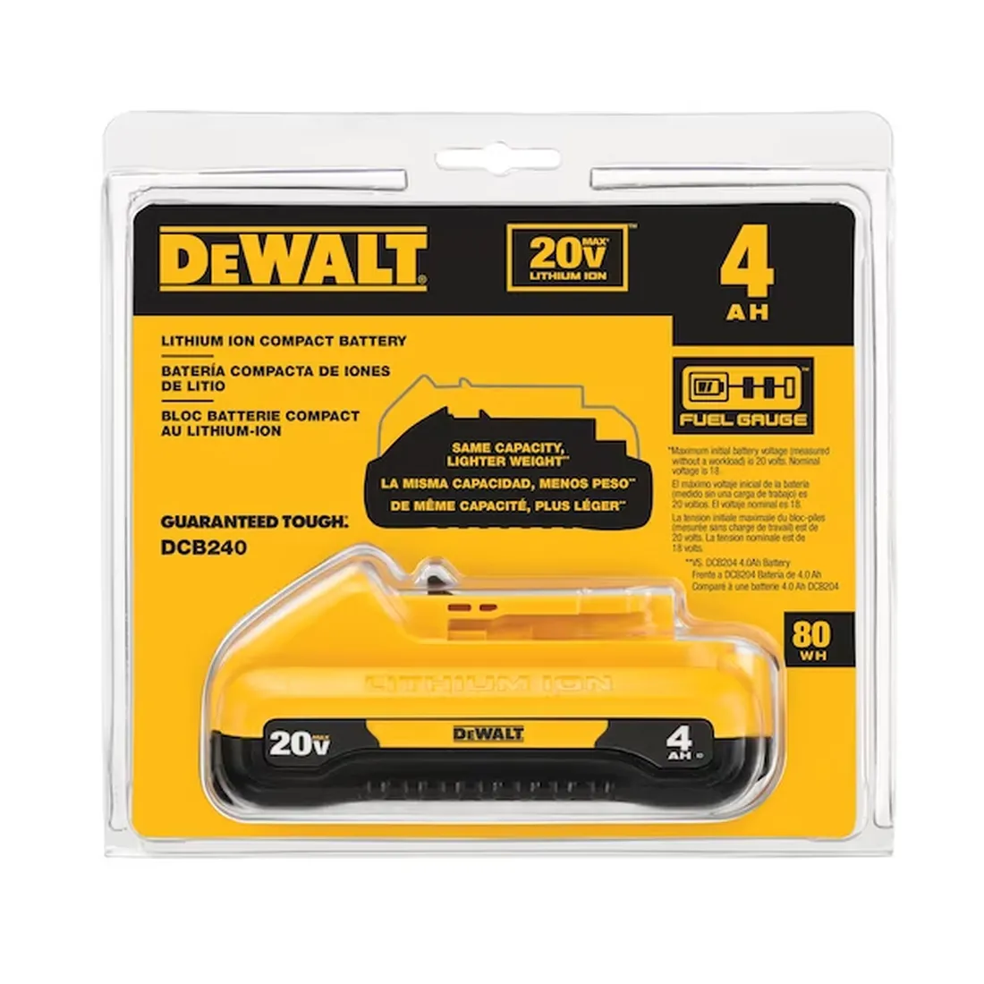 Bateria LI-ION Compacta XR 4Ah 20V MAX* - DCB240-B3 DEWALT	