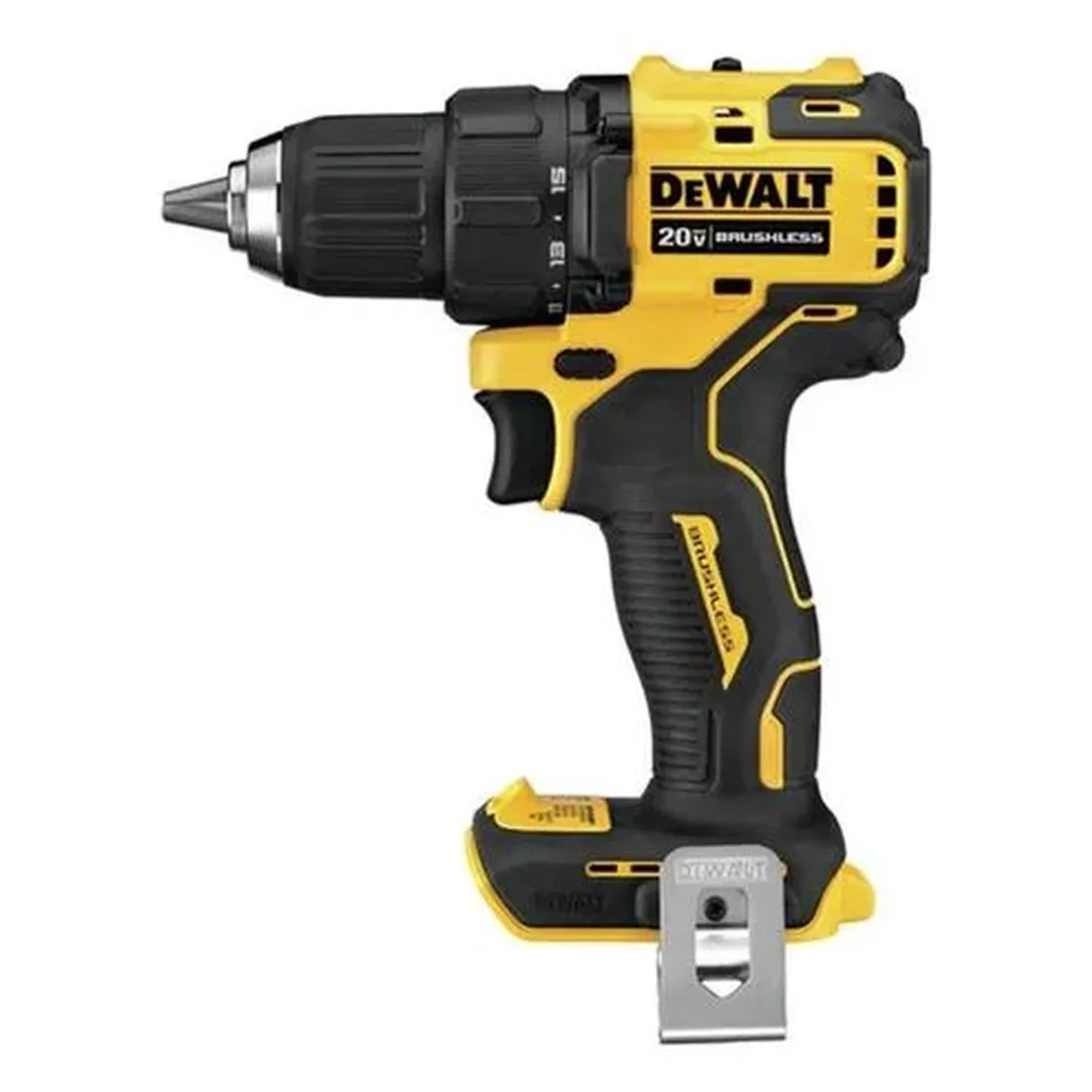Parafuradeira/Furadeira 1/2 Pol. 13mm 20V Max Li-Ion Brushless 2 VVR + 2 Baterias 2Ah com Carreg. Bivolt e Bolsa - ATOMIC - DEWALT DCD708D2-BR