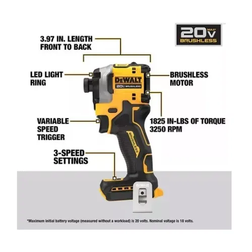 PARAFUSADEIRA IMPACTO 1/4 20V S/ BATERIA/CARREGADOR 205NM DCF850B DEWALT