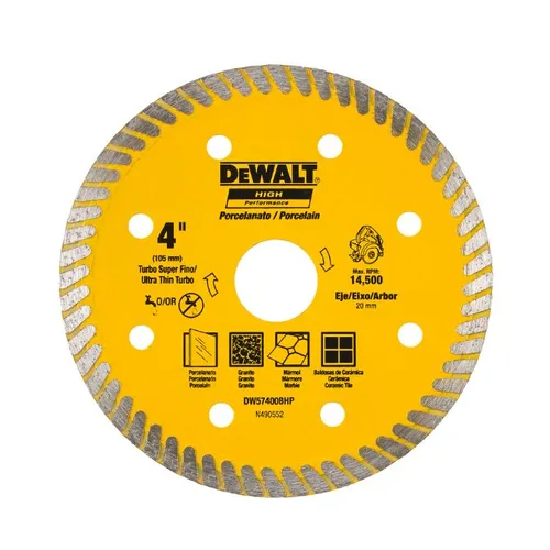 DISCO DIAMANTADO PORCELANATO 4" (105MM) - SERRA MÁRMORE - DEWALT DW57400BHP