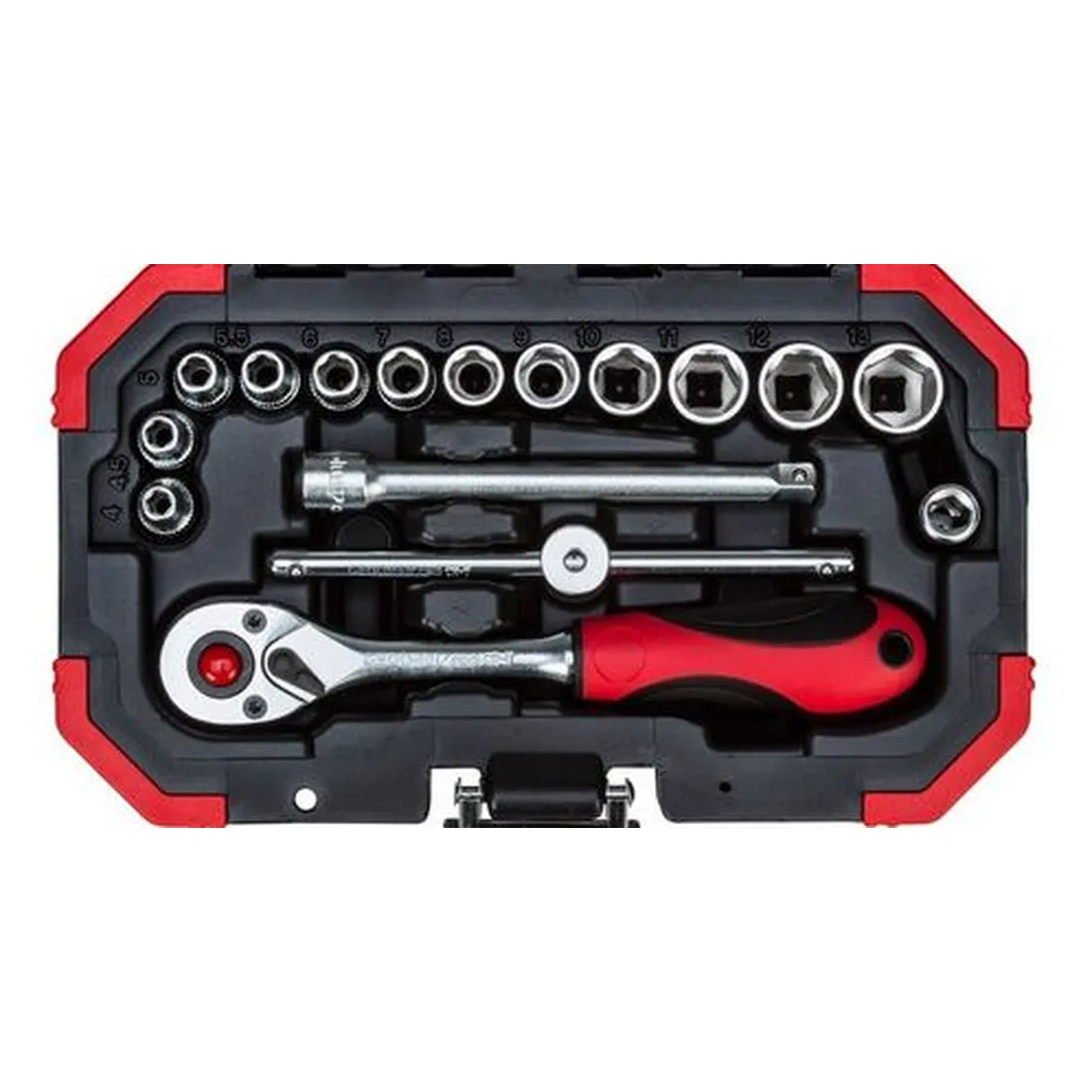 Jogo de Soquetes Sextavados 4 a 13mm Encaixe de 1/4 Pol. com 16 Peças - GEDORE RED R49003016