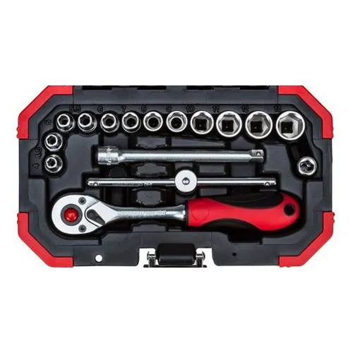 Jogo de Soquetes Sextavados 4 a 13mm Encaixe de 1/4 Pol. com 16 Peças - GEDORE RED R49003016