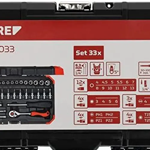 Jogo de Soquetes com Encaixe de 1/4 Pol. com 33 Peças - GEDORE RED R49003033
