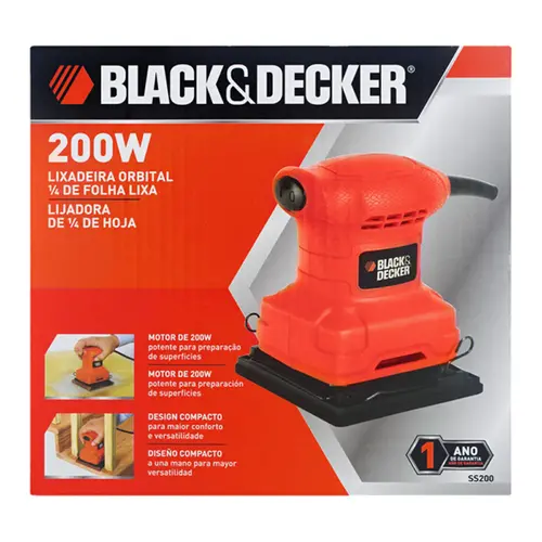 Lixadeira Orbital 1/4'' 200w - Ss200-b - Black & Decker