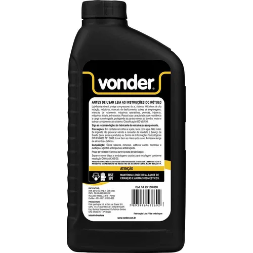ÓLEO PARA COMPRESSOR AW-150 1L VONDER.