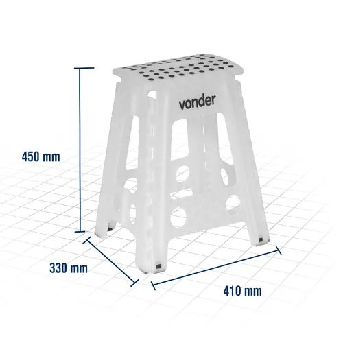 BANQUETA PLÁSTICA DOBRÁVEL TRANSPARENTE ALTURA 45 CM VONDER