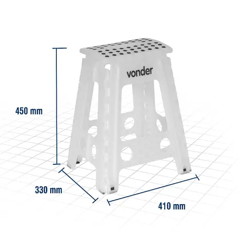 BANQUETA PLÁSTICA DOBRÁVEL TRANSPARENTE ALTURA 45 CM VONDER