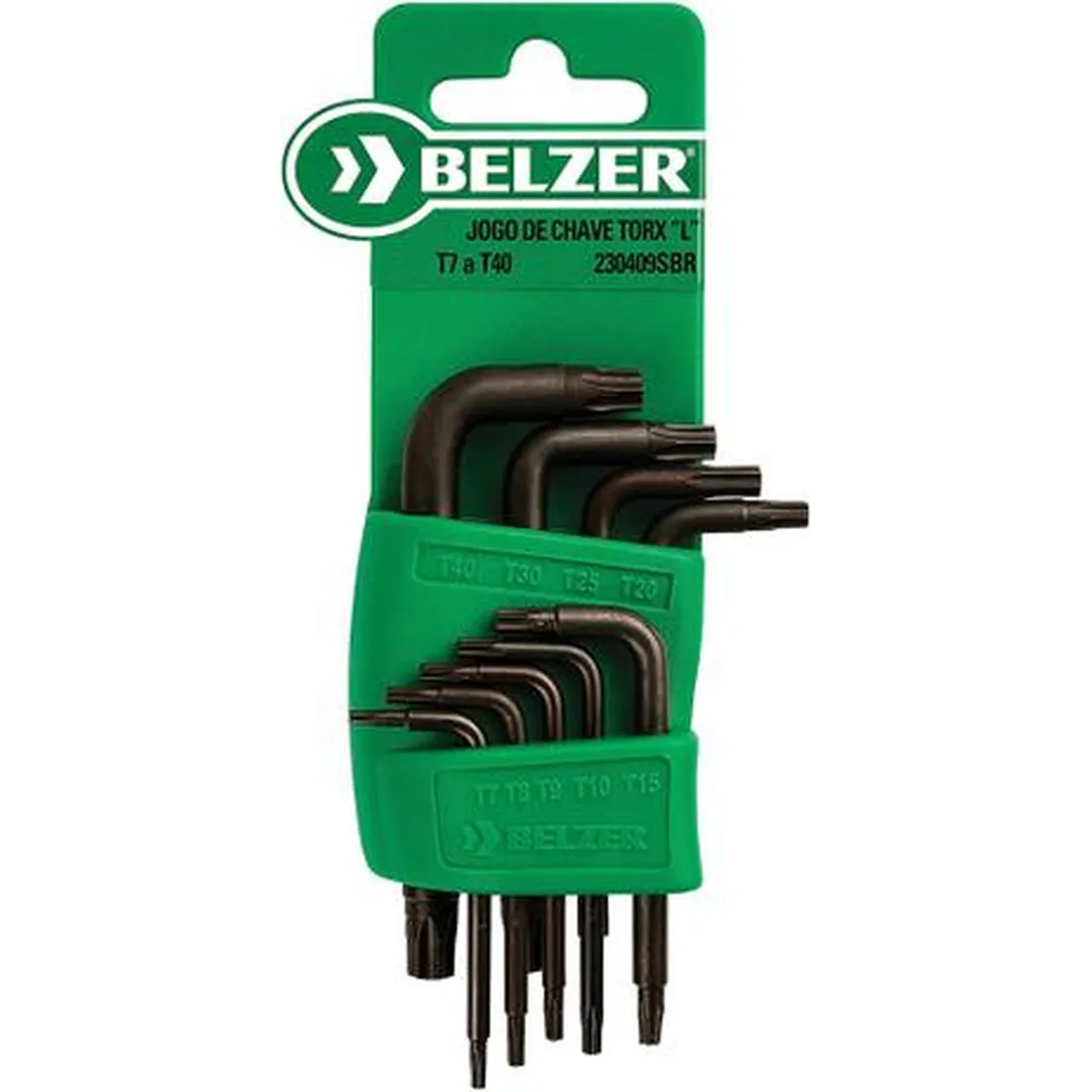 Jogo de Chave Torx L T7 à T40mm c/ Suporte 9 peças - Belzer 230409SBR