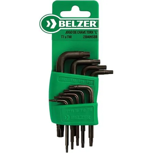 Jogo de Chave Torx L T7 à T40mm c/ Suporte 9 peças - Belzer 230409SBR