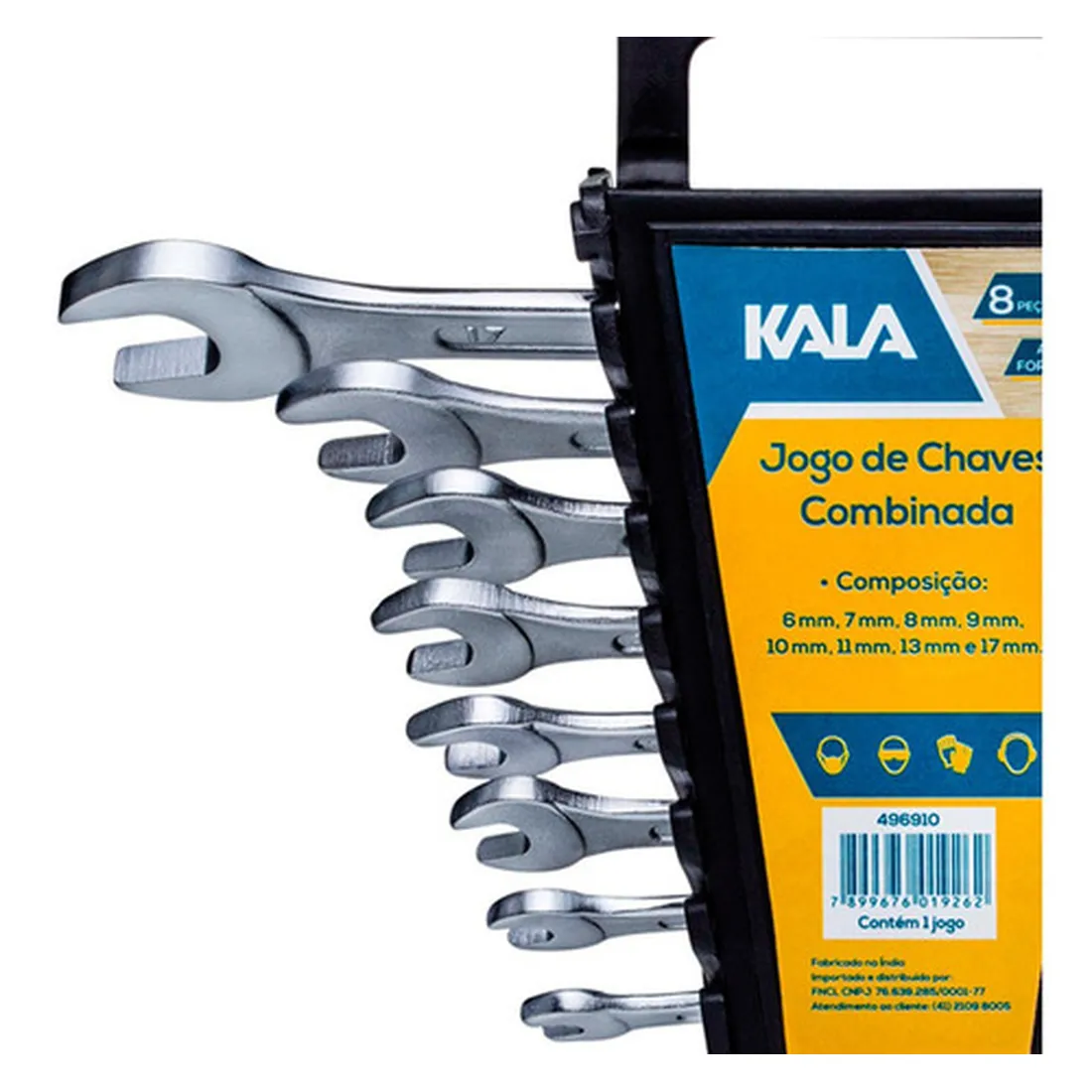 Jogo Chave Boca Fixa Aço 8 Peças 6 A 22mm -  Kala